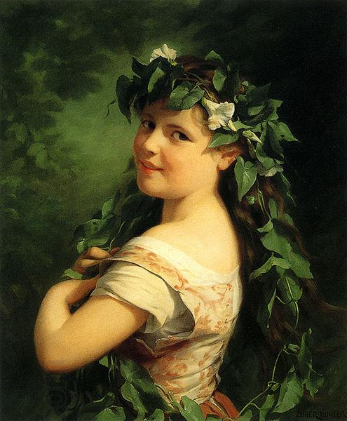 Fritz Zuber-Buhler Girl with wreath China oil painting art